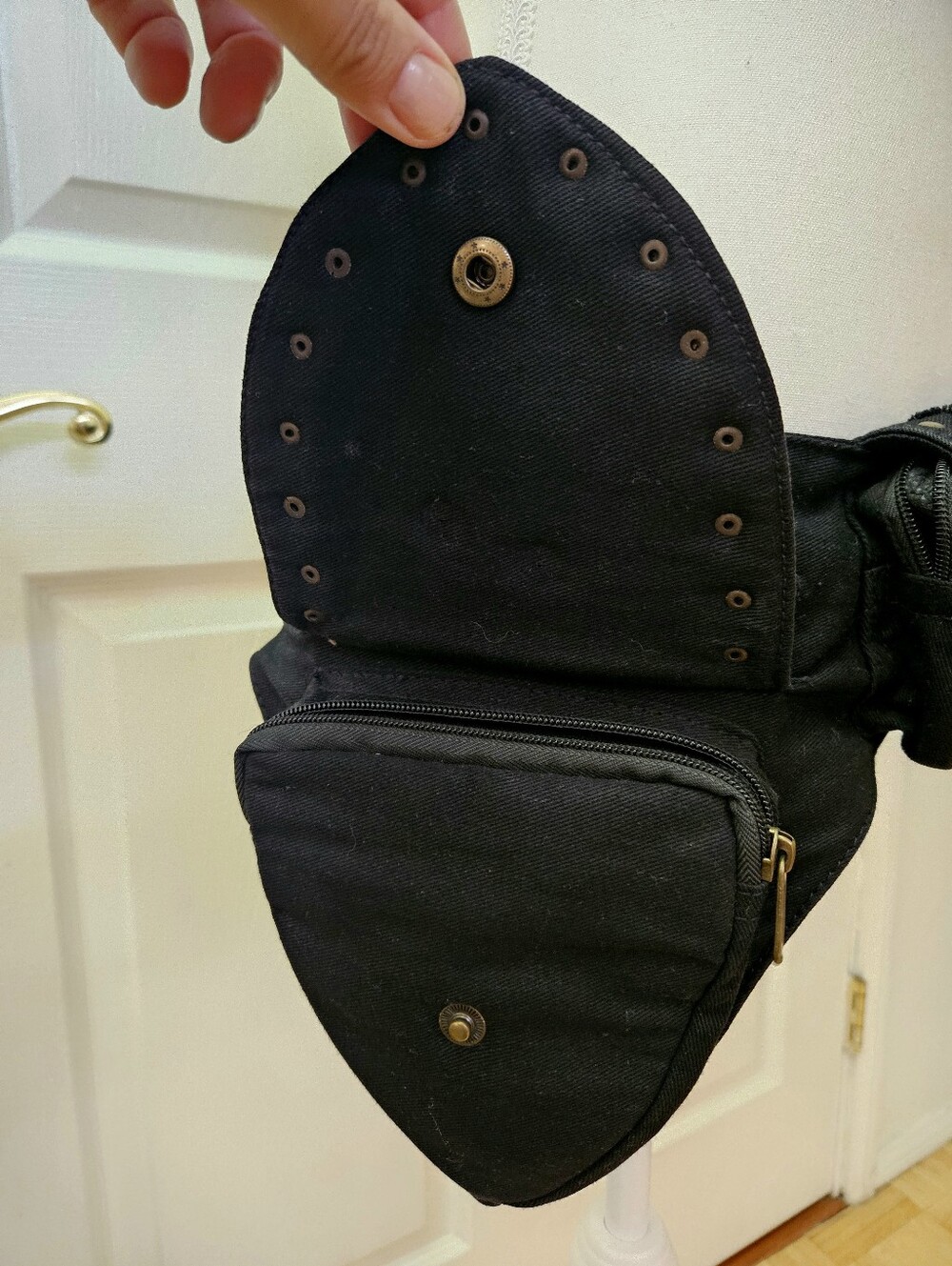 Perfect Artist Made UK Black Gold Paisley Canvas Boho Trance Festival Bag Belt - Picture 5 of 14
